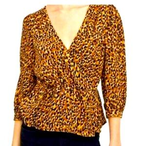 Zara TRF Collection Leopard Peplum Blouse Size Lg - EUC